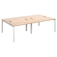 Rectangular Double Back to Back Desk with Beech Coloured Melamine & Steel Top and White Frame 6 Legs Connex 2400 x 1600 x 725 mm