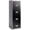 Pierre Henry Filing Cabinet with 4 Lockable Drawers Maxi 400 x 400 x 1250mm Silver & Black