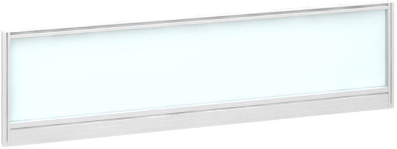 Dams International Desktop Glazed Screen Polar White Aluminium White Frame 1400 x 30 x 380mm