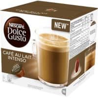 NESCAFÉ Dolce Gusto Cafe Au Lait Intenso Caffeinated Ground Coffee Pods Box Cafe Au Lait 7 g Pack of 8 x Coffee + 8 x Milk Pods