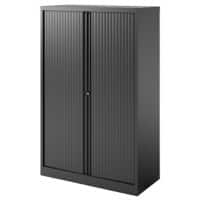 Bisley Tambour Cupboard Lockable with 3 Shelves Steel Essentials 1000 x 470 x 1570mm Black