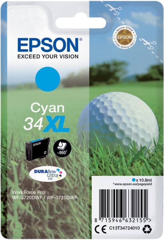 Epson 34XL Original Ink Cartridge C13T34724010 Cyan