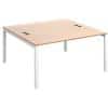 Rectangular Back to Back Desk with Beech Coloured Melamine & Steel Top and White Frame 4 Legs Connex 1400 x 1600 x 725 mm