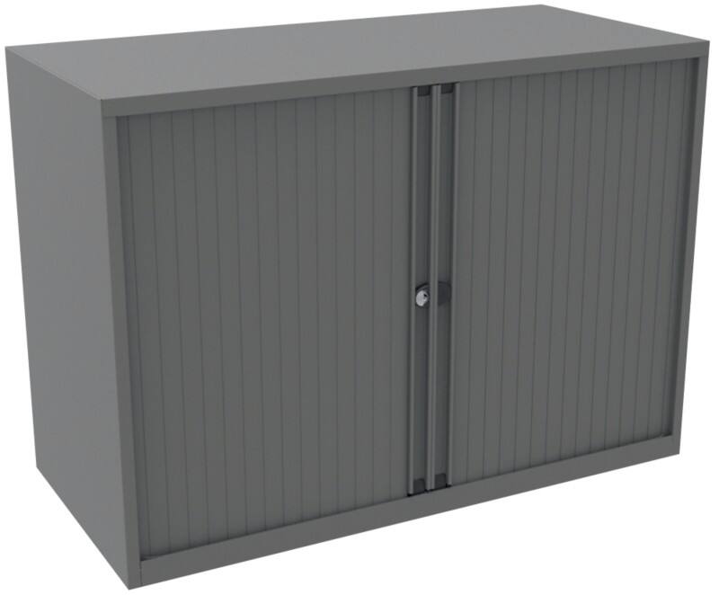 Bisley Essentials Tambour Cupboard Steel 1 Shelf Lockable 100 x 470 x 733 mm Grey