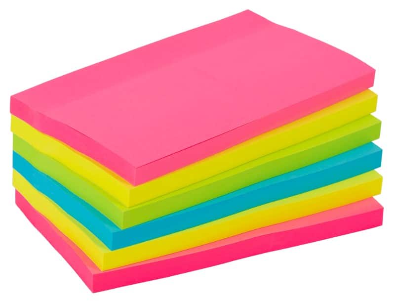 Viking Extra Sticky Notes 127 x 76 mm Assorted Neon Rectangular 6 Pads of 90 Sheets