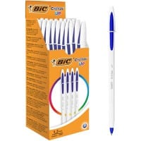 BIC Cristal UP Ballpoint Pen Grip Medium 0.35 mm Blue Pack of 20