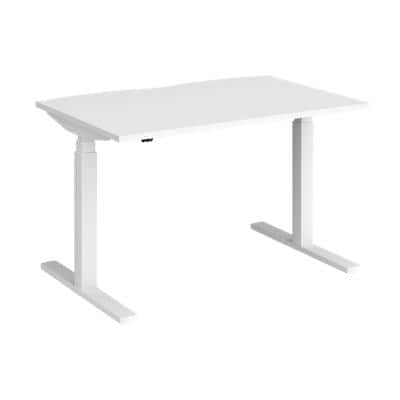 Elev8 Rectangular Sit Stand Single Desk with White Melamine Top and White Frame 2 Legs Touch 1200 x 800 x 675 - 1300 mm
