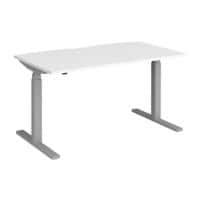 Elev8 Rectangular Sit Stand Single Desk with White Melamine Top and Silver Frame 2 Legs Touch 1400 x 800 x 675 - 1300 mm