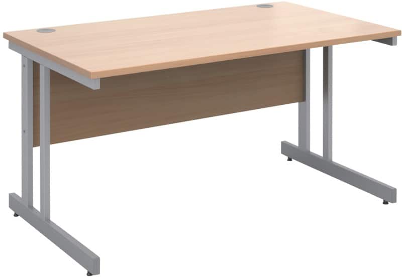 Dams International Momento Non Height Adjustable Straight Desk Rectangular Beech MFC (Melamine Faced Chipboard) Silver Cantilever 1,400 x 800 x 725 mm