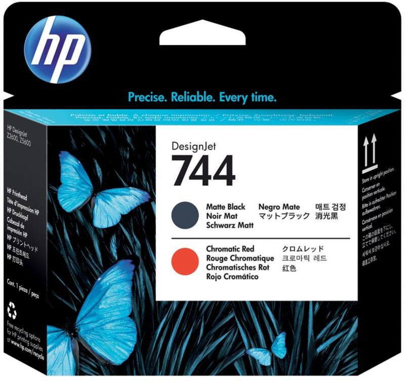 HP 744 Original Printhead F9J88A Matte Black, Chromatic Red