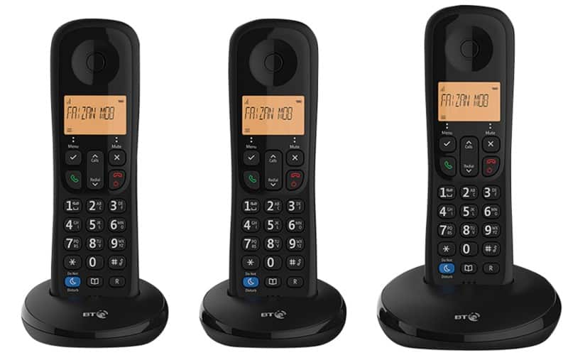 BT Everyday Cordless Telephone 90663 Black Trio Handset