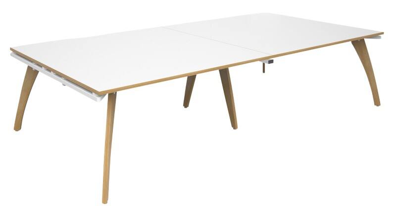 Dams International Rectangular Boardroom Table with White/Oak Edge Coloured MFC & Aluminium Top and White Frame FZBT3216-WH-WO 3200 x 1600 x 725 mm