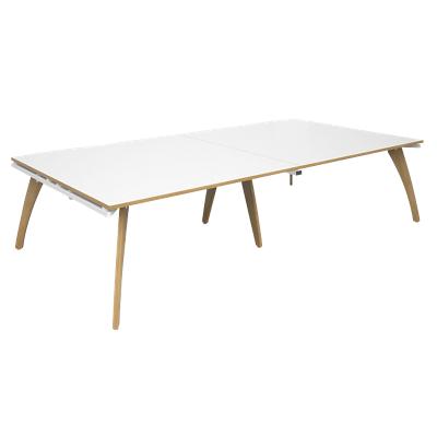 Dams International Rectangular Boardroom Table with White/Oak Edge Coloured MFC & Aluminium Top and White Frame FZBT3216-WH-WO 3200 x 1600 x 725 mm