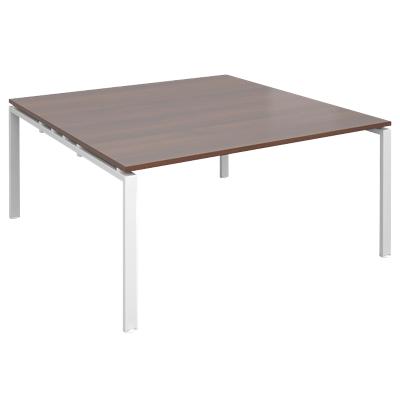 Dams International Square Boardroom Table with Walnut Coloured MFC & Aluminium Top and White Frame EBT1616-WH-W 1600 x 1600 x 725 mm