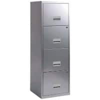 Pierre Henry Steel Filing Cabinet with 4 Lockable Drawers Maxi 400 x 400 x 1250 mm Silver