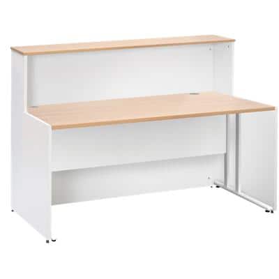 Dams International Rectangular Reception Desk with Beech Coloured Melamine Top and White Frame Maestro 25 1662 x 890 x 1125mm
