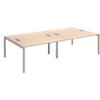 Rectangular Double Back to Back Desk with Beech Coloured Melamine & Steel Top and Silver Frame 6 Legs Connex 2800 x 1600 x 725 mm