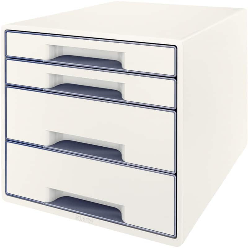 Leitz WOW Cube Drawer System Plastic Grey, White 4 Drawers 28.7 x 27 x 36.3 cm A4