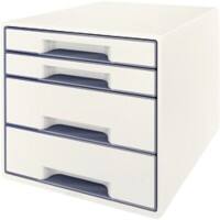 Leitz WOW Cube Desk Drawer Filing Unit Dual Colour 4 Drawers A4 White, Grey 28.7 x 27 x 36.3 cm