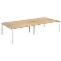 Dams International Rectangular Double Back to Back Desk with Oak Coloured Melamine Top and White Frame 4 Legs Connex 3200 x 1600 x 725mm