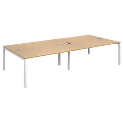 Dams International Rectangular Double Back to Back Desk with Oak Coloured Melamine Top and White Frame 4 Legs Connex 3200 x 1600 x 725mm