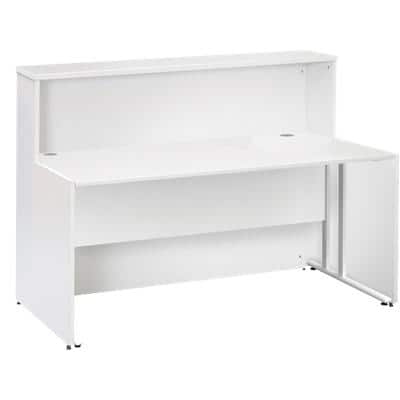 Dams International Rectangular Reception Desk with White Melamine Top and White Frame Maestro 25 1662 x 890 x 1125mm