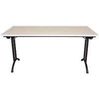Realspace Rectangular Folding Table with Light Grey Melamine Top and Black Frame Standard 1600 x 800 x 750mm