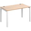 Rectangular Straight Single Desk with Beech Coloured Melamine & Steel Top and White Frame 4 Legs Connex 1200 x 800 x 725 mm