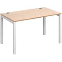 Rectangular Straight Single Desk with Beech Coloured Melamine & Steel Top and White Frame 4 Legs Connex 1200 x 800 x 725 mm