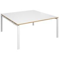 Dams International Square Boardroom Table with White/Oak Edge Coloured MFC & Aluminium Top and White Frame EBT1616-WH-WO 1600 x 1600 x 725 mm