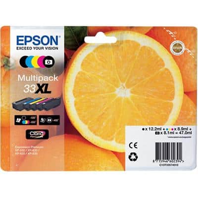 Epson 33XL Original Ink Cartridge C13T33574011 Black, Cyan,Magenta, Yellow Multipack Pack of 4